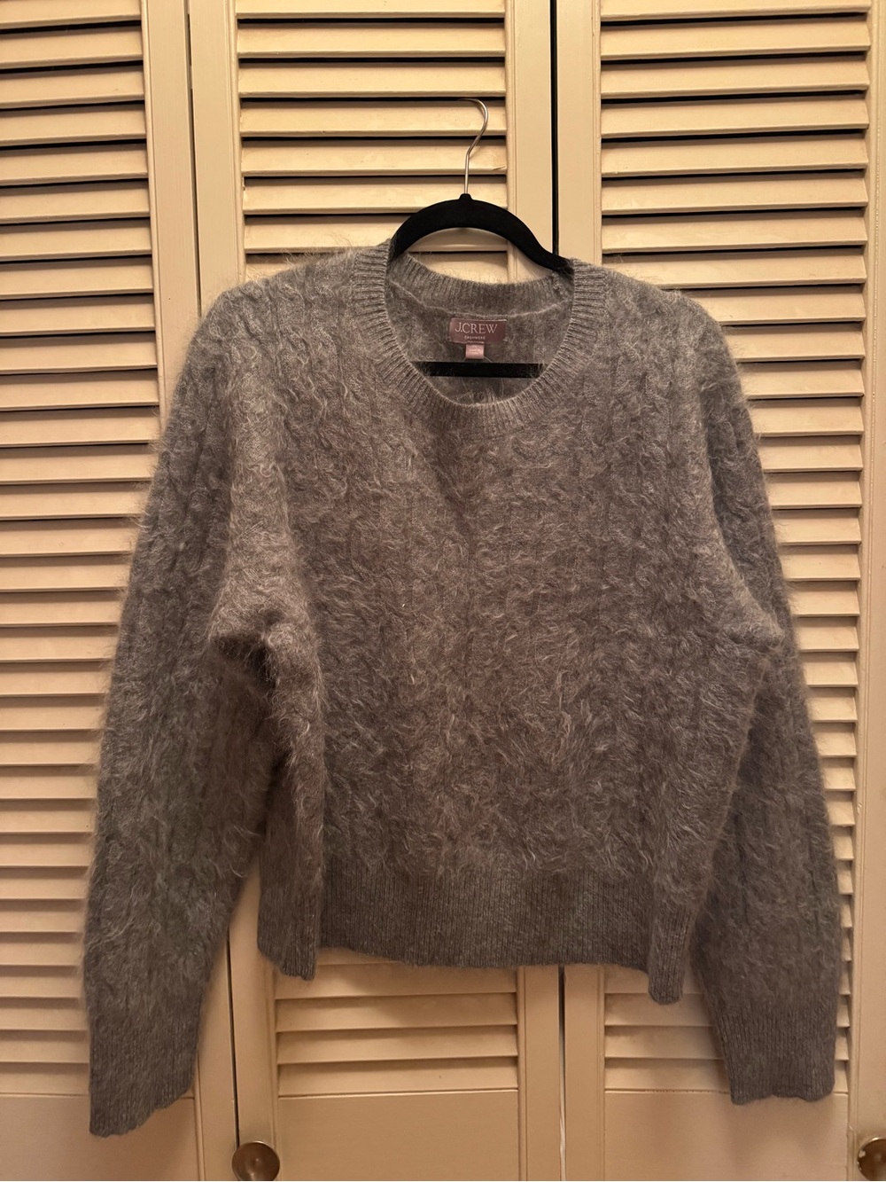 J. Crew Women's Fuzzy Cashmere Crewneck Sweater in Heather Gray